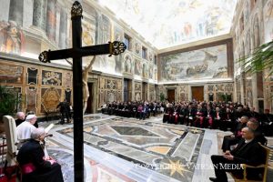 Discours du pape aux Présidents des Commissions épiscopales pour la communication et aux Directeurs des Bureaux de communication des Conférences épiscopales, participant à la Rencontre promue par le Dicastère pour la Communication, 27 janvier 2025 © Vatican Media