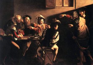 La vocation de saint Matthieu, tableau du Caravage, 1599 © Wikipedia.fr
