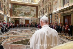 Discours du pape Léon XIV au Corps de la Garde suisse pontificale à l’occasion du serment des nouvelles recrues, 3 octobre 2025 © Vatican Media 