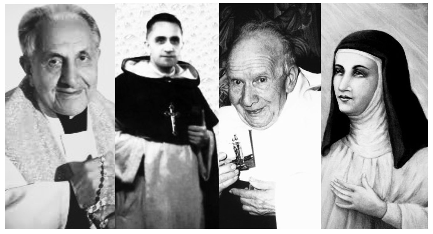 De gauche à droite : Les vénérables Angelo Angioni, José Merino Andrés, Joachim de la Reine de la Paix et María Evangelista Quintero