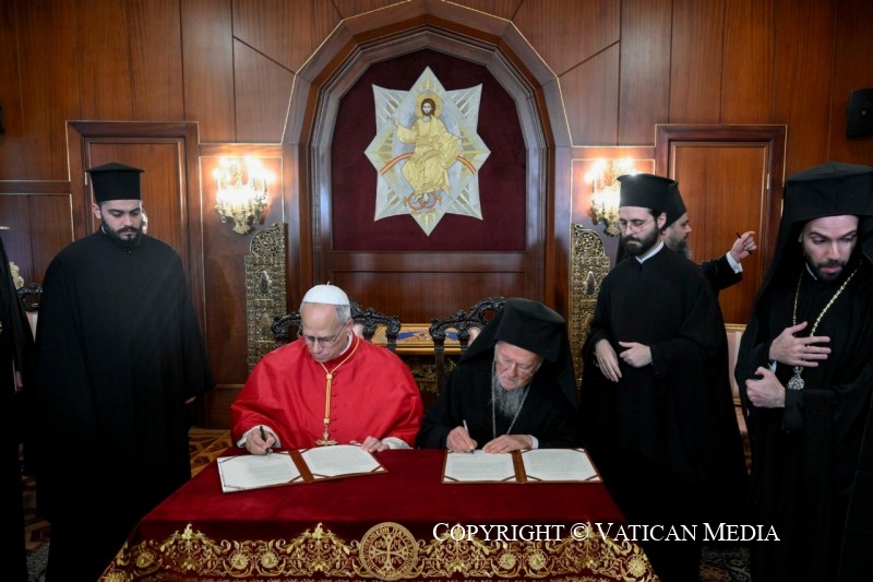 Déclaration conjointe du pape Léon XIV et Sa Sainteté Bartholomée Ier, 29 novembre 2025 © Vatican Media