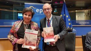 Présentation du rapport sur la liberté religieuse de l’AED au Parlement européen. ©AED