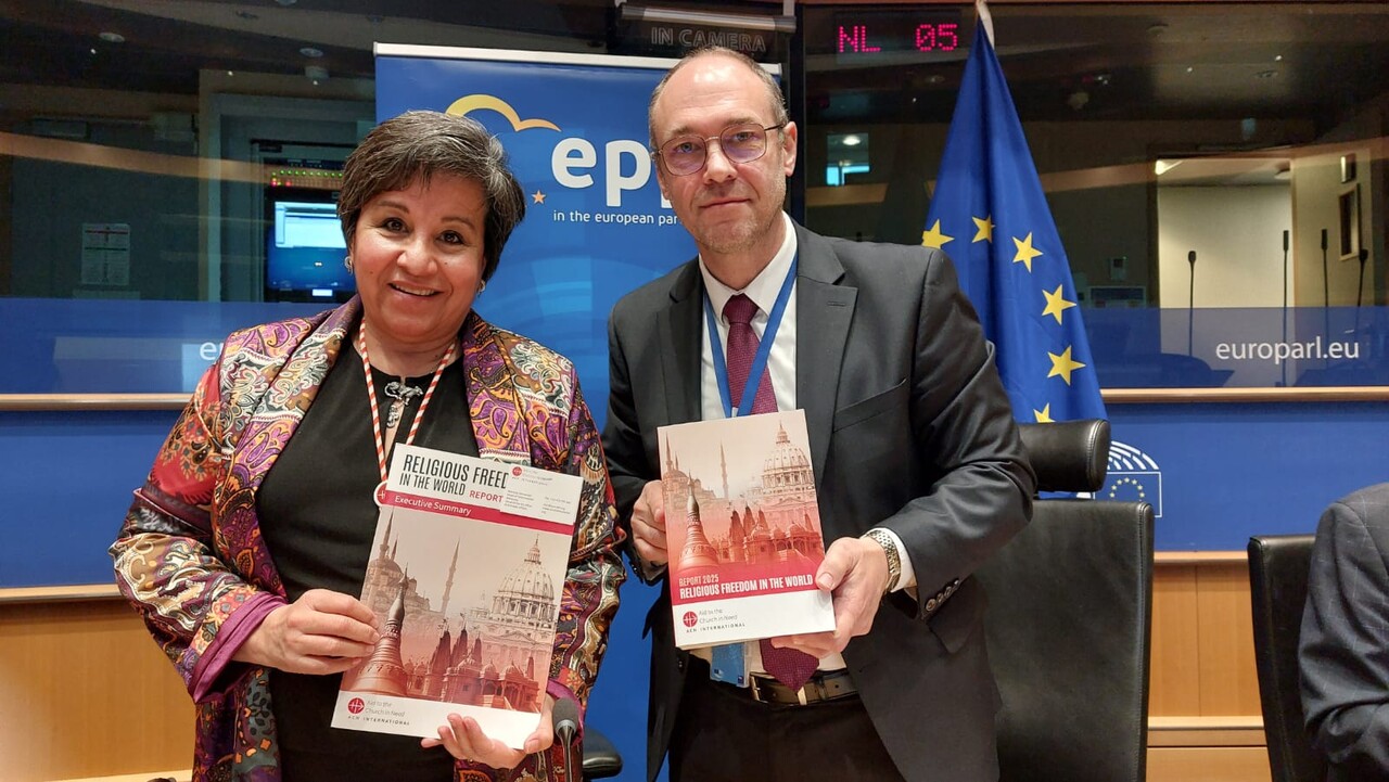 Présentation du rapport sur la liberté religieuse de l’AED au Parlement européen. ©AED