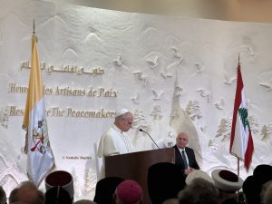 Rencontre avec les autorités et discours du Saint-Père, Palais présidentiel de Beyrouth © Nathalie Duplan