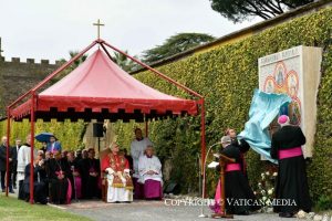 Inauguration d’une mosaïque mariale et de la statue de sainte Rose de Lima dans les Jardins du Vatican, 31 janvier 2026 © Vatican Media 