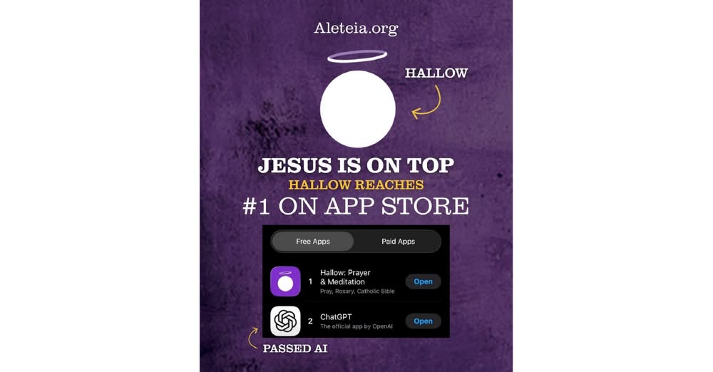 Le 18 février 2026, mercredi des Cendres, Hallow s’est hissée en tête du classement de l’App Store d’Apple © Aleteia.org