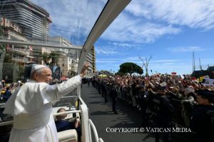Rencontre avec les jeunes et les catéchumènes à Monaco, 28 mars 2026 © Vatican Media
