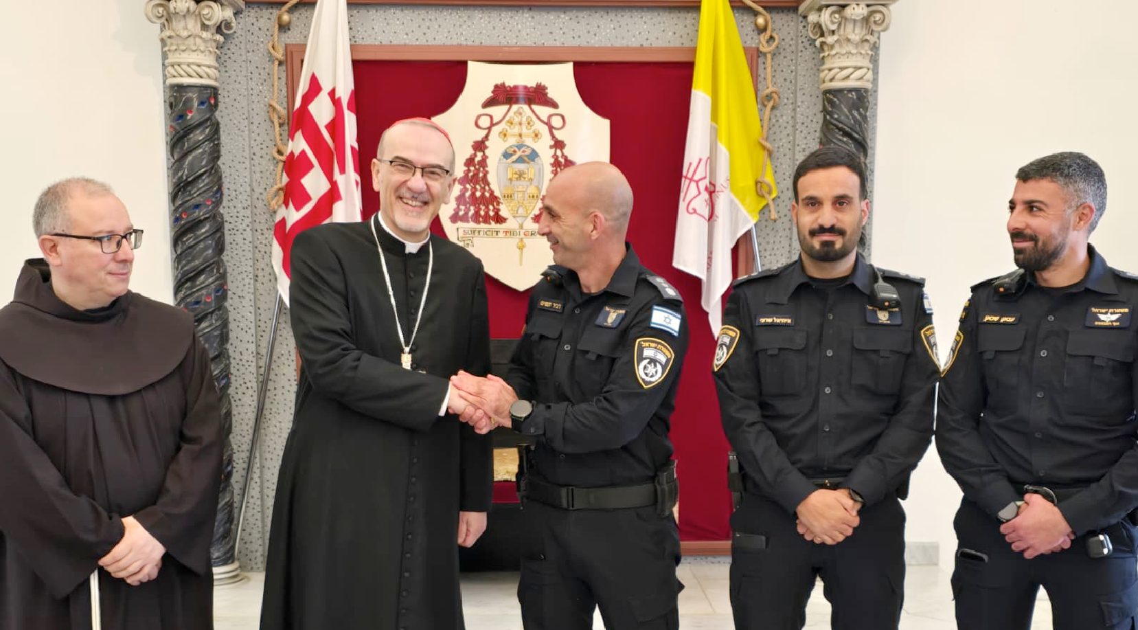 Réunion qui s'est tenue le lundi 3 mars entre la police israélienne et le patriarche latin de Jérusalem, le cardinal Pierbattista Pizzaballa © Police israélienne