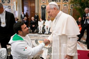 Discours du Pape Léon XIV aux athlètes des Jeux de Milan-Cortina le 9 avril 2026 © Vatican Media