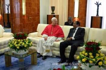 Rencontre avec les autorités, la société civile et le corps diplomatique au Cameroun, 15 avril 2026 © Vatican Media 
