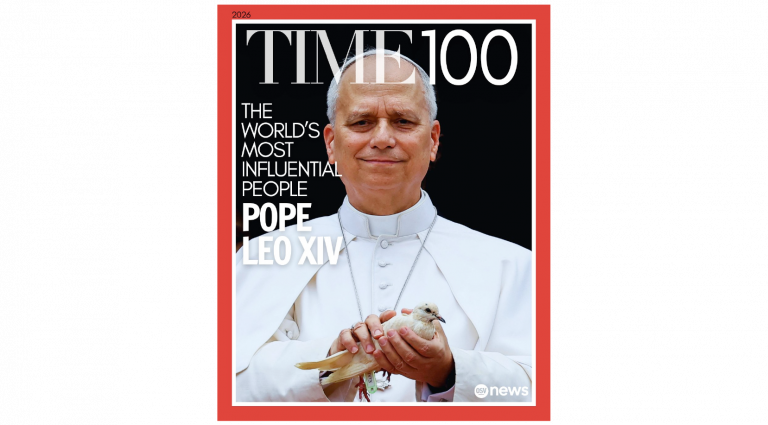 Léon XIV apparaît aux côtés de personnalités telles que Claudia Sheinbaum, Donald Trump, Marco Rubio et Mark Carney © OSV / Time