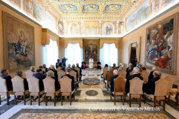 Aux membres du Conseil de la Fondation de l’Observatoire du Vatican, 11 mai 2026 © Vatican Media 