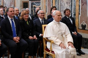 Discours du pape Léon XIV aux dirigeants et aux employés de plusieurs établissements bancaires italiens, 16 mai 2026 © Vatican Media 