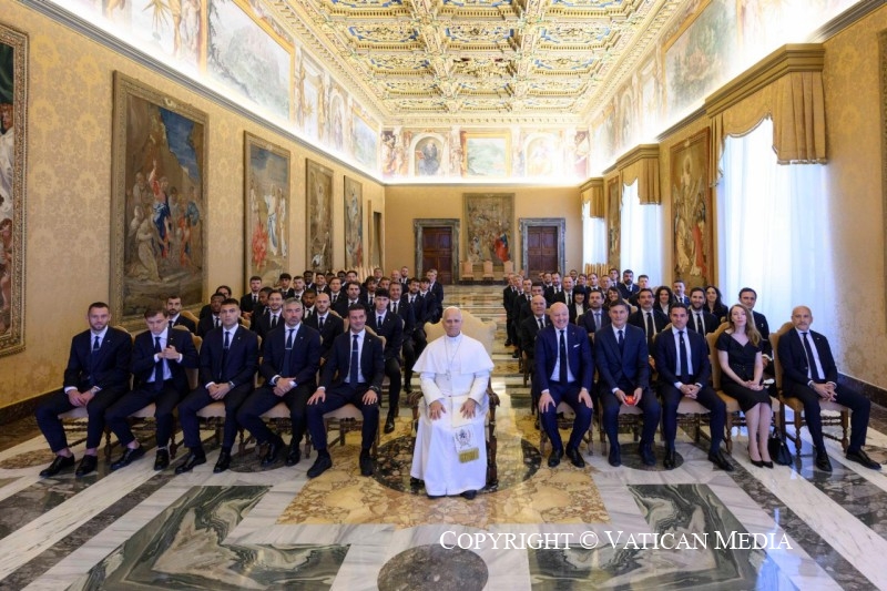 Discours du pape Léon XIV aux dirigeants et aux joueurs du club de football italien Inter Milan, 9 mai 2026 © Vatican Media