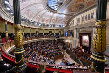 Discours du pape Léon XIV lors de la rencontre avec les membres du Parlement espagnol, 8 juin 2026 © Vatican Media