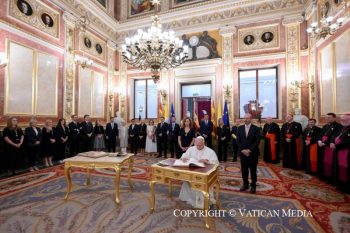 Discours du pape Léon XIV lors de la rencontre avec les membres du Parlement espagnol, 8 juin 2026 © Vatican Media