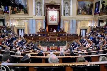 Discours du pape Léon XIV lors de la rencontre avec les membres du Parlement espagnol, 8 juin 2026 © Vatican Media