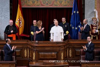Discours du pape Léon XIV lors de la rencontre avec les membres du Parlement espagnol, 8 juin 2026 © Vatican Media