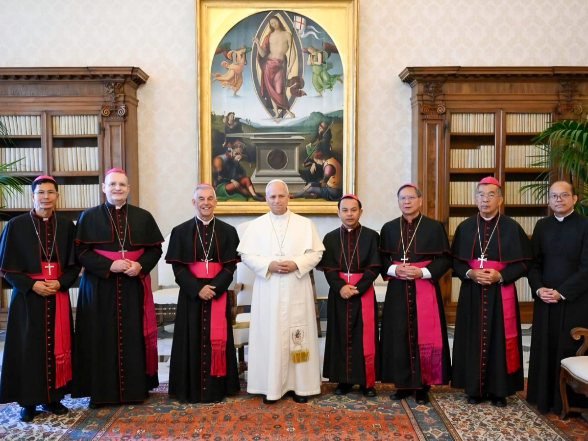 Les évêques du Cambodge et du Laos, le 29 mai 2026 lors de leur rencontre avec le pape Léon XIV durant leur visite ad limina au Vatican. © Vicariat apostolique de Phnom Penh
