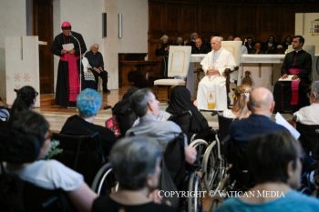 Rencontre avec les malades, les personnes handicapées et les pauvres pris en charge par la Caritas lors de la visite pastorale du Saint-Père à Rimini 22 août 2026 © Vatican Media