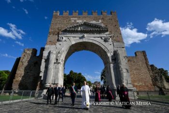 Rencontre avec les malades, les personnes handicapées et les pauvres pris en charge par la Caritas lors de la visite pastorale du Saint-Père à Rimini 22 août 2026 © Vatican Media
