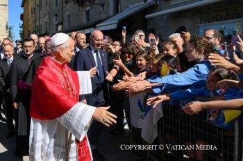 Discours du Saint-Père à la communauté ecclésiale lors de sa visite pastorale en République de Saint-Marin, 22 août 2026 © Vatican Media