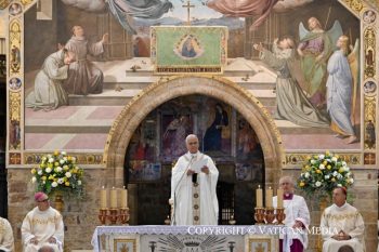 Messe de la Transfiguration présidée par le pape Léon XIVà la basilique Sainte-Marie-des-Anges d'Assise, le 6 août 2026 © Vatican Media 