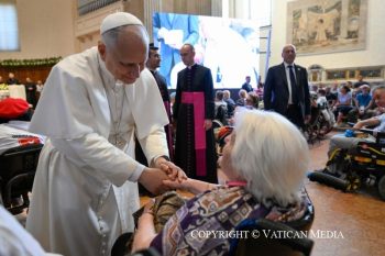 Rencontre avec les malades, les personnes handicapées et les pauvres pris en charge par la Caritas lors de la visite pastorale du Saint-Père à Rimini 22 août 2026 © Vatican Media