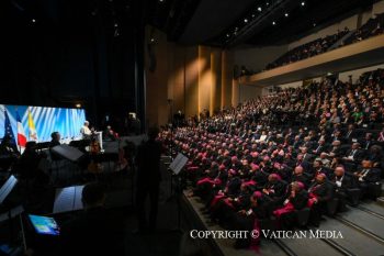 Discours du Saint-Père lors de la rencontre « Aux racines de l’Europe pour la paix et l’unité » au Centre des Congrès Robert Schuman à Metz, 28 septembre 2026 © Vatican Media
