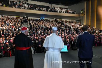 Discours du Saint-Père lors de la rencontre « Aux racines de l’Europe pour la paix et l’unité » au Centre des Congrès Robert Schuman à Metz, 28 septembre 2026 © Vatican Media
