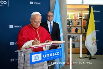 Visite à l'Organisation des Nations Unies pour l'éducation, la science et la culture (UNESCO), 25 septembre 2026 © Vatican Media 