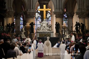 Homélie du pape Léon XIV lors de la célébration des vêpres avec les évêques, les prêtres, les diacres, les personnes consacrées et les séminaristes, 25 septembre 2026 © Vatican Media 