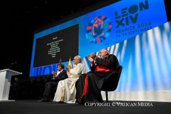 Discours du Saint-Père lors de la rencontre « Aux racines de l’Europe pour la paix et l’unité » au Centre des Congrès Robert Schuman à Metz, 28 septembre 2026 © Vatican Media
