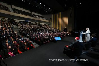 Discours du Saint-Père lors de la rencontre « Aux racines de l’Europe pour la paix et l’unité » au Centre des Congrès Robert Schuman à Metz, 28 septembre 2026 © Vatican Media
