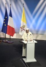 Le pape a donné deux discours au centre des congrès Robert Schuman © P. Jorge Mújica