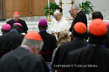 Rencontre avec les chefs des Églises orientales et les présidents des Conférences épiscopales, à l'occasion des dix ans de l’exhortation apostolique « Amoris laetitia » 7 octobre 2026 © Vatican Media