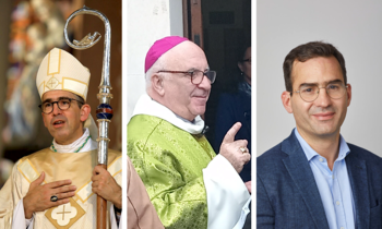 De gauche à droite : Mgr M. Rougé, Mgr H. Gosselin et Guillaume Prévost © Wikipedia.org / eglise.catholique.fr