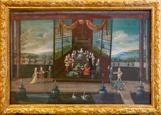 Réception des ambassadeurs du Siam à la cour de Louis XIV, huile sur panneau (37,5 x 55).© IRFA